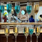 Elegant champagne tower at a wedding reception in Naples, Florida, set up by Creative Catering Naples