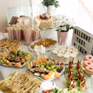 baby-shower-cake-table-rustic-garden-decorbaby-shower-party-girl-tasty-treats-table-room-decorated-with-balloons_199683-3800