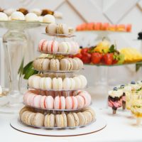 various dessert with fresh fruit on buffet line, sweet